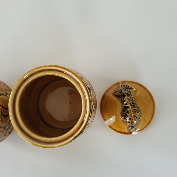 Vintage Autumn Gold Creamer and Sugar Bowl Embossed Fruit 1970s Japan - Picture 7 of 9